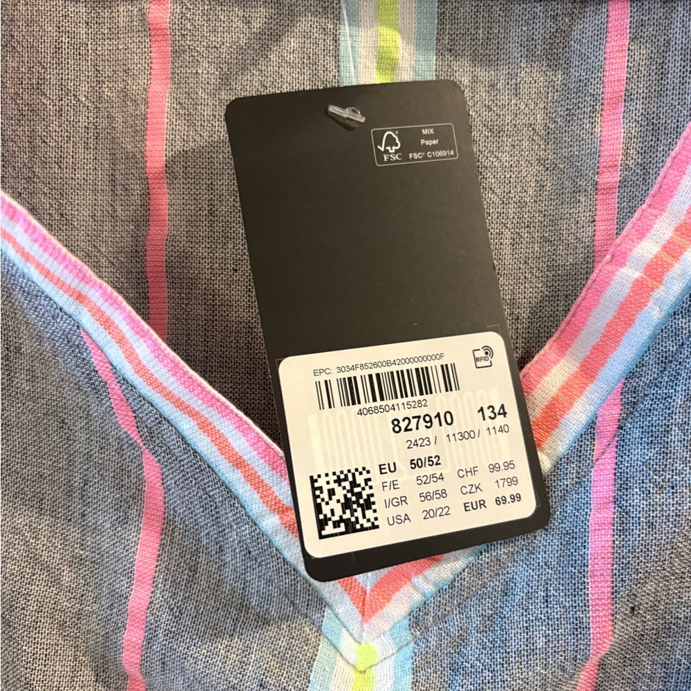 NWT Ulla Popken Womens Striped Kaftan Beach Vacation Cotton Dress Size 20/22 - Picture 8 of 15